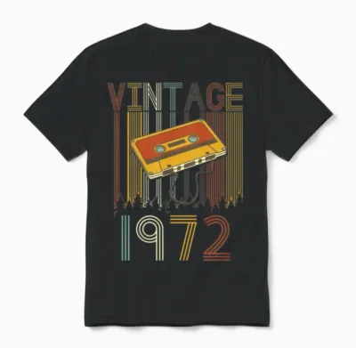 Vintage 1972 Retro Unisex T-Shirt - Black