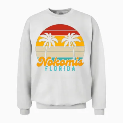 Nokomis Florida Retro Sunset Unisex Sweatshirt - White