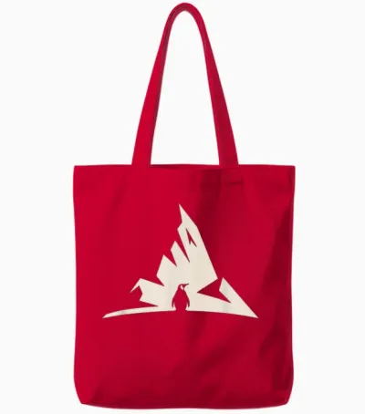 Nihilist Penguin Meme Mountain Ice Existential Tote Bags - Red