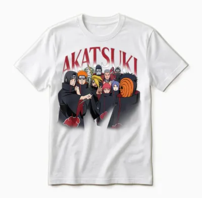 Naruto Shippuden Akatsuki Group Pose 90's Style Anime Unisex T-Shirt - White