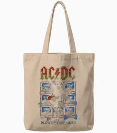 Offizielle Ac/dc Blow Up Your Video Rockmusik Band Logo Tote Bags - Natural