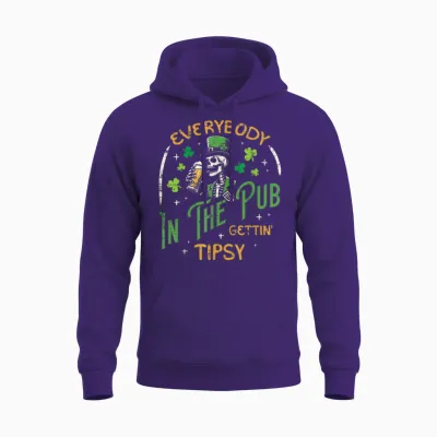 Everybody Irish Skeleton Funny St Patricks Day Men Women Unisex Hoodie - Purple