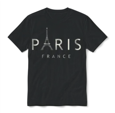 Paris Eiffel Tower Unisex T-Shirt - Black