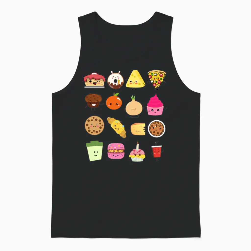 Funny Food Unisex Tank Top in Black