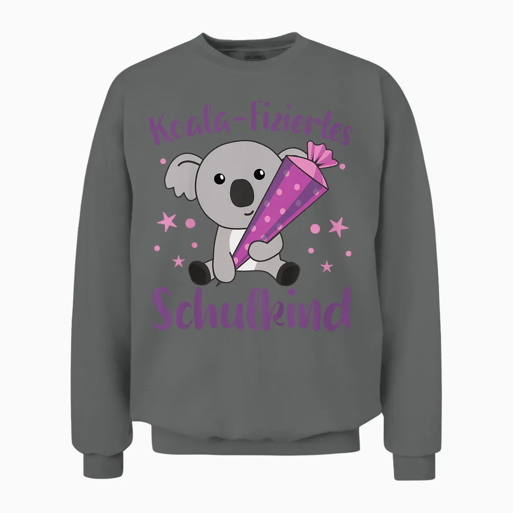 Koala Schule Einschulung Koala Fiziertes Schulkind Unisex Sweatshirt in Graphite Heather