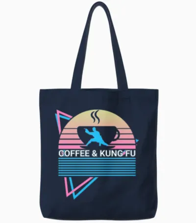Kung Fu Retro Tote Bags - Navy