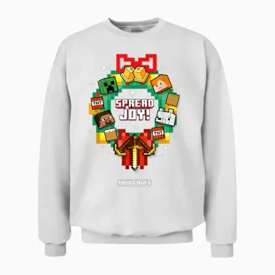 Minecraft Christmas Spread Joy! Xmas Crown Group Shot Unisex Sweatshirt - White
