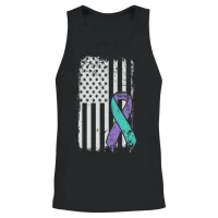Suicide Prevention Awareness Ribbon - Usa American Unisex Tank Top - Black – 2