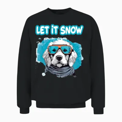 Dog with Ski Goggles Snow Snowfall for a Dog Unisex Sweatshirt - Black