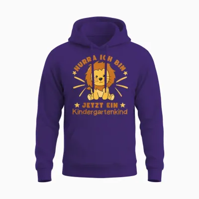 Hurra Ich Bin Jetzt Ein Kindergartenkind Löwe Kinder Unisex Hoodie - Purple
