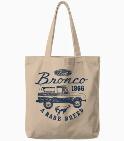 Ford Bronco a Rare Breed 1966 Logo T-Shirt, Gray Tote Bags - Natural