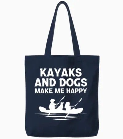 Kayaks Dogs Tote Bags - Navy