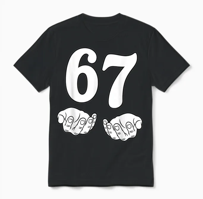 Six Seven 6 7 Funny 67 Gen Alpha Slang 6-7 Meme School Unisex T-Shirt in Black