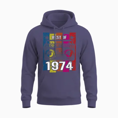 Best of 1974 Stereo Radio Cassette Player Birthday Unisex Hoodie - Heather Sport Dark Navy