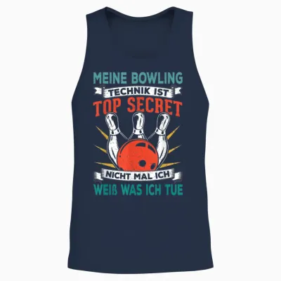 Bowling Ball Bowling Shirt Women Men Funny Bowling T-Shirt, Black Unisex Tank Top - Navy