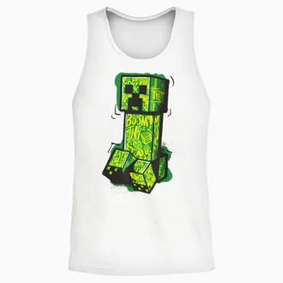 Minecraft Creeper Street Graffiti Fill T-Shirt, Black Unisex Tank Top - White