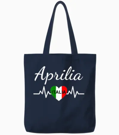 Italian Flag Aprilia - Matching Italian Souvenir T-Shirt, Black, S Tote Bags - Navy