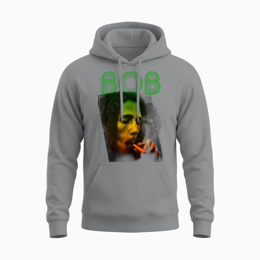 Offizielles Bob Marley Bob Smoke Reggae Vintage Retro Unisex Hoodie in Sport Grey