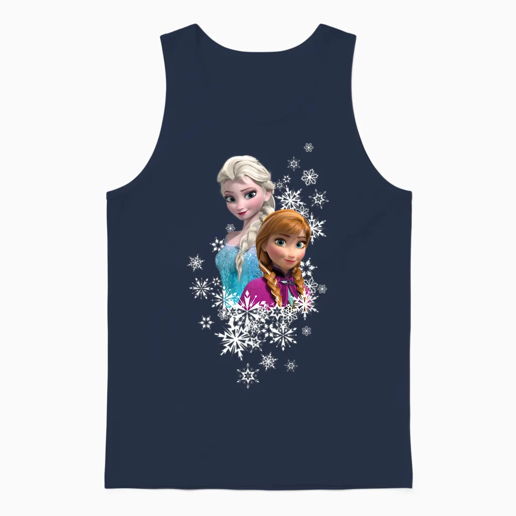 Disney Frozen Anna and Elsa Snowflakes Unisex Tank Top in Navy
