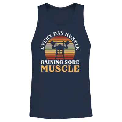 Sore Muscles Hustle Body Builder Fitness Workout Unisex Tank Top - Navy