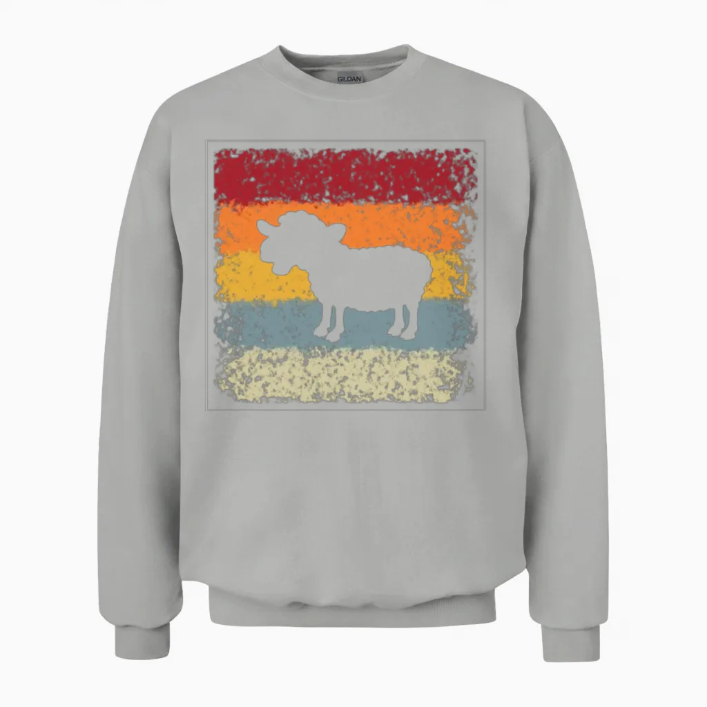 Sheep Retro Unisex Sweatshirt in Ash
