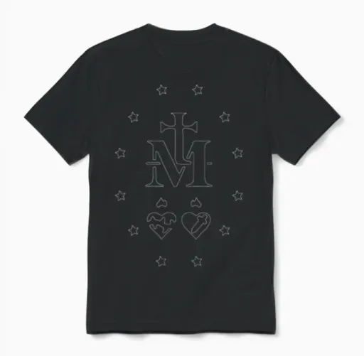 Virgin Mary Medal Unisex T-Shirt in Black
