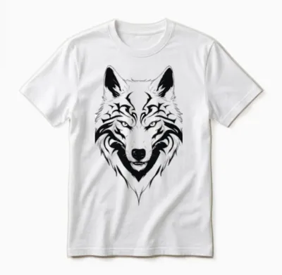 Minimalistic Black Wolf Design Unisex T-Shirt - White