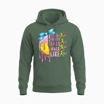 All the Pretty Girls Walk Like This Softball Lover Sport Fan Unisex Hoodie - Military Green