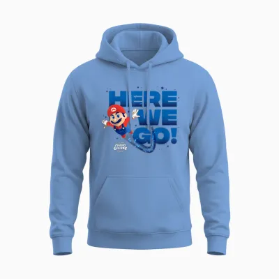 The Super Mario Galaxy Movie Mario Here We Go! Unisex Hoodie - Carolina Blue