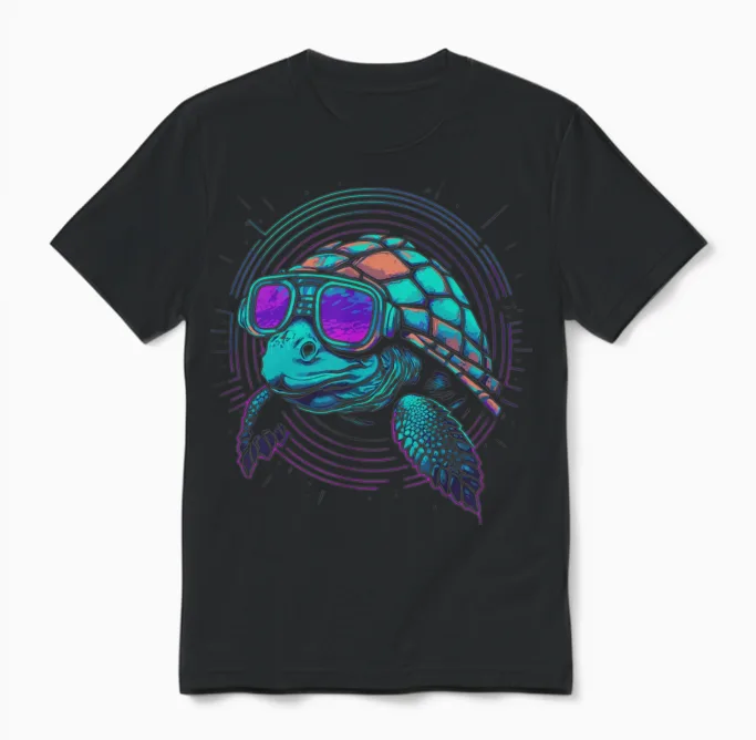Retro Turtle - Reptiles & Exotics Unisex T-Shirt in Black