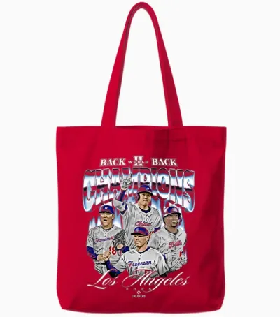 2025 Back to Back World Champions | Los Angeles D La Series Tote Bags - Red