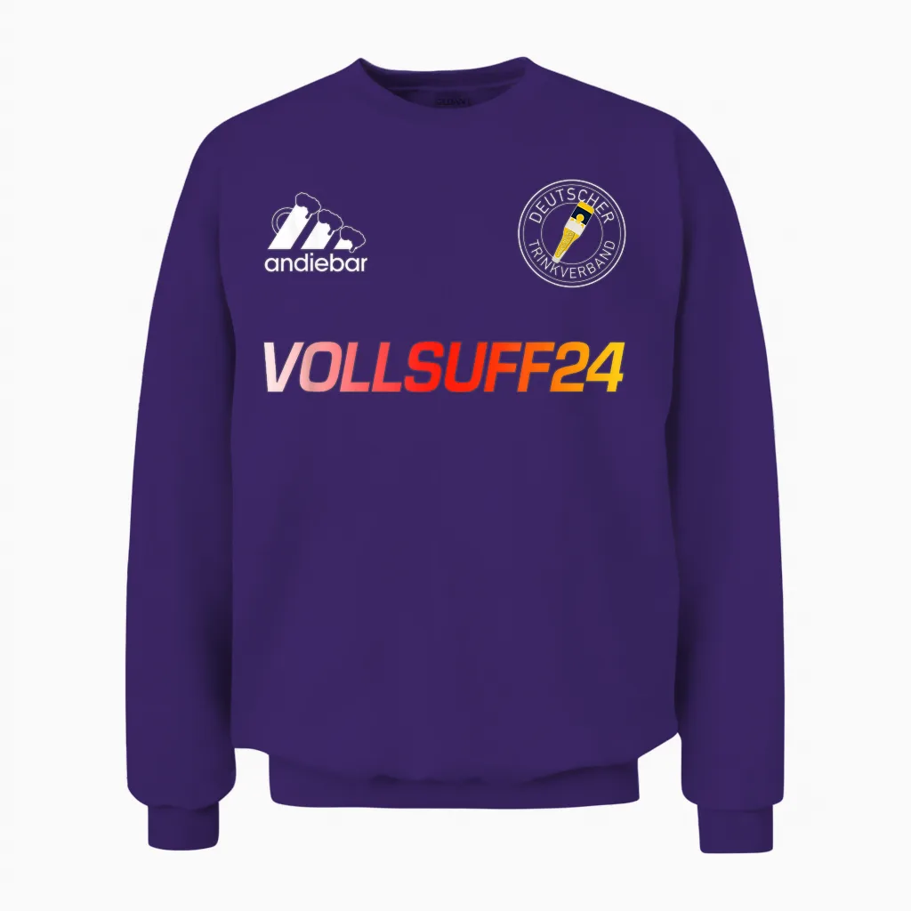 Vollsuff 24 β X Malle Soft Jersey Germany Beer T-Shirt, Black Unisex Sweatshirt in Purple