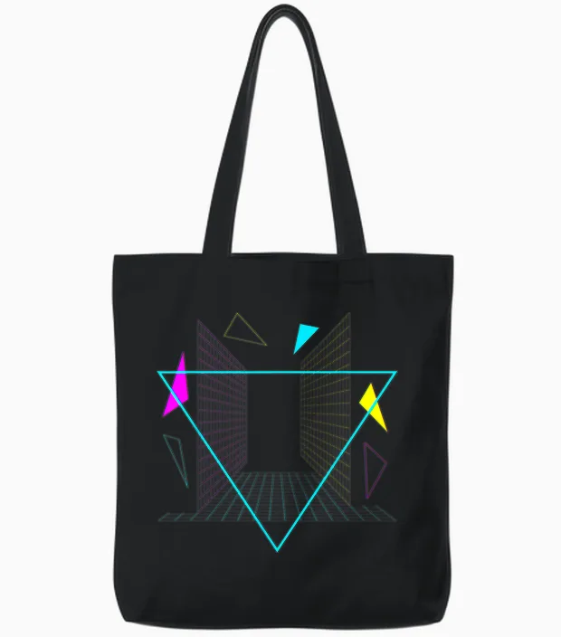 Vaporwave Aesthetic Retro Synthwave Tote Bags in Black