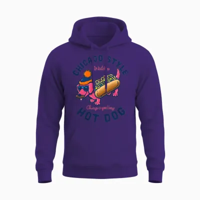Da Chicago Dog with Text Unisex Hoodie - Purple