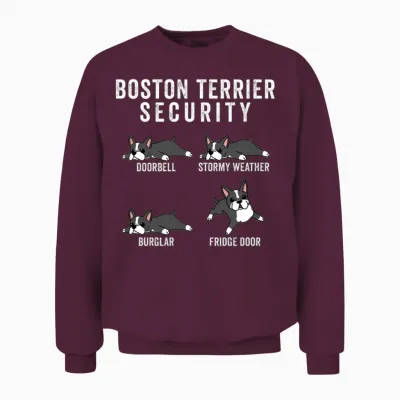 Boston Terrier Security Unisex Sweatshirt - Maroon