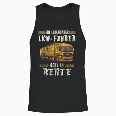 Männer Geschenk Für Lkw Fahrer Zum Ruhestand Rentner Trucker Ein Legendärer Lkw-Fahrer Geht in Rente Schwarz Klein Klassisch Trucker Halbarm Crew Neck Unisex Tank Top - Black