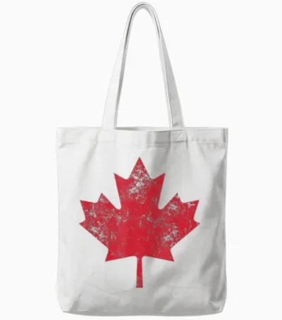 Canada Shirt Women Men Used Look Red Maple Leaf Canada Day T-Shirt, Blue Tote Bags - White
