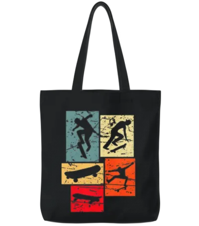 Skater Retro Tote Bags - Black