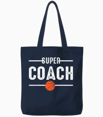 Super Coach Basketball Player Basketball Tote Bags - Navy