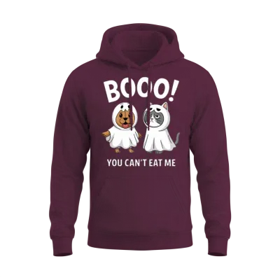 Boo You Can't Eat Me Dogs and Cats Funny Halloween Unisex Hoodie - Maroon