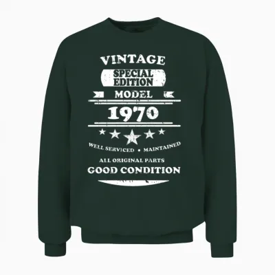 Vintage Retro White 1970 Unisex Sweatshirt - Forest