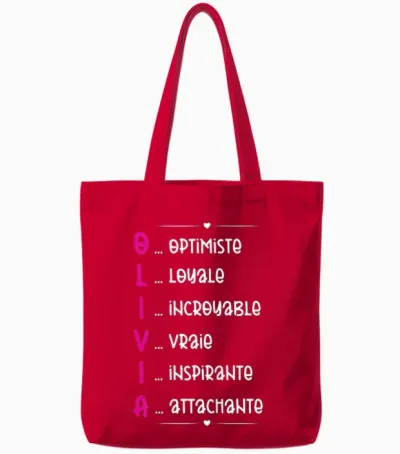 Olivia Prenom Personnalisé Femme Cadeau Prenom Olivia Girls' T-Shirt, Black Tote Bags - Red