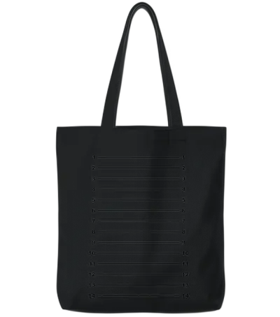 Length Check T-Shirt Plain Tote Bags - Black