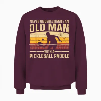 Cool Pickleball Art for Men Grandpa Paddle Pickleball Player Unisex Sweatshirt - Maroon