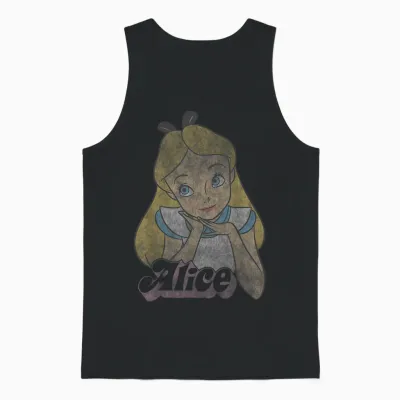 Disney Alice in Wonderland Alice Bubble Text T-Shirt, Blue, S Unisex Tank Top - Black