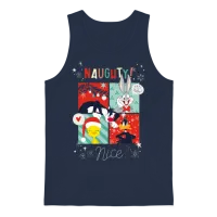 Looney Tunes Naughty or Nice Christmas Unisex Tank Top - Navy – 1
