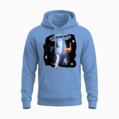 @n!mal Katze Lustig Katzenmotiv Katze T-Shirt Damen, Unisex-Erwachsene, Herren Schwarz S Standardlänge Klassische Passform Crew-Neck Kurzarm Tierdruck Casual Freizeit Katze Unisex Hoodie - Carolina Blue