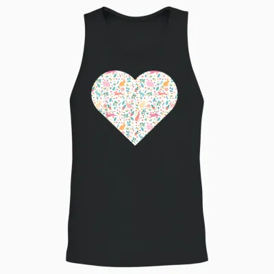 Cœur Rempli De Lapins Et De Verdure De Couleur Pastel Unisex Tank Top - Black