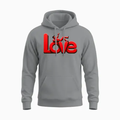 3d Love Typography with Creative Design Unisex Hoodie - Sport Grey