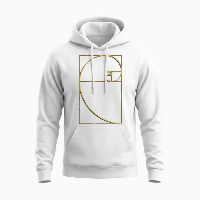 Golden Ratio Sacred Fibonacci Spiral Unisex Hoodie - White